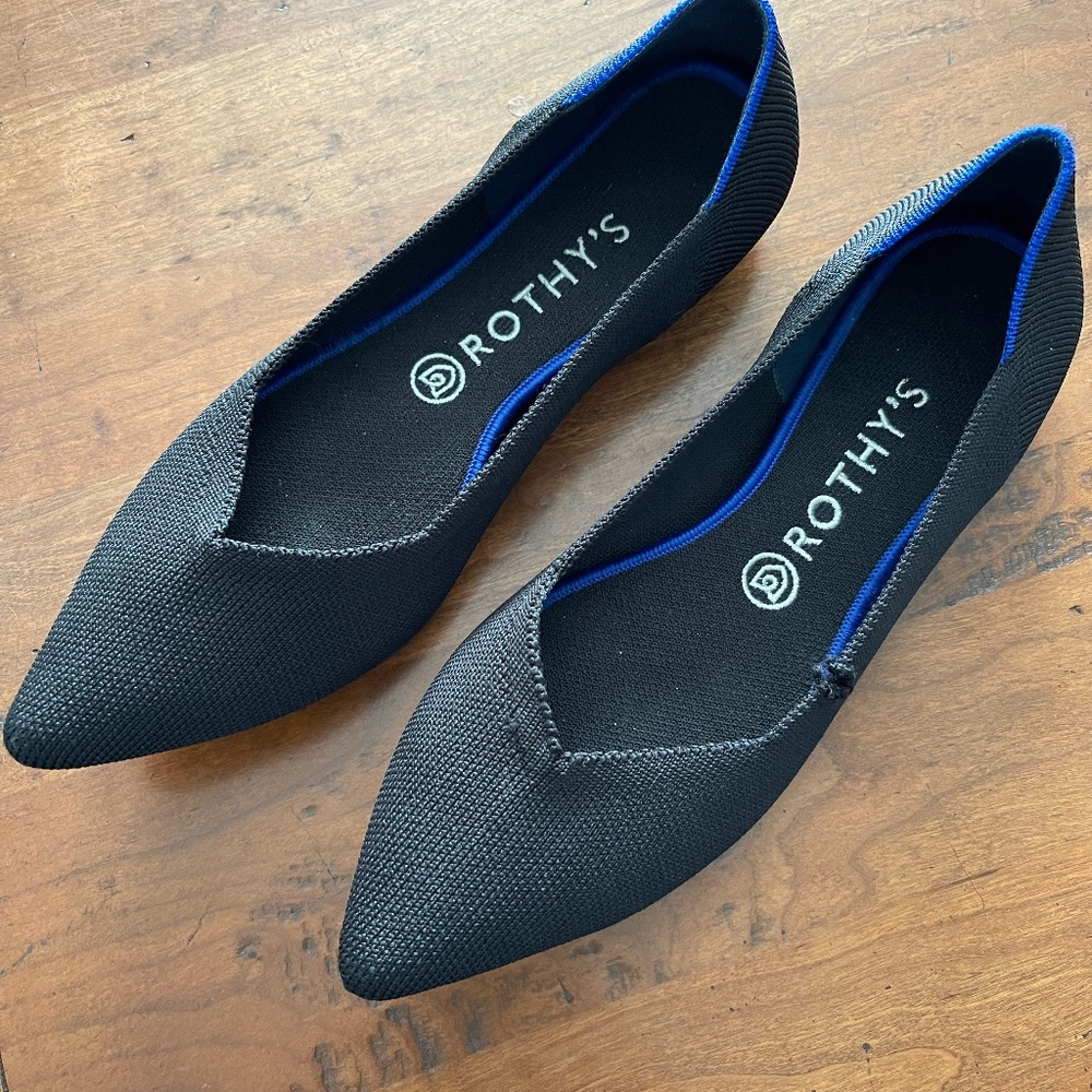 Rothy’s "The Point" black flats size 9